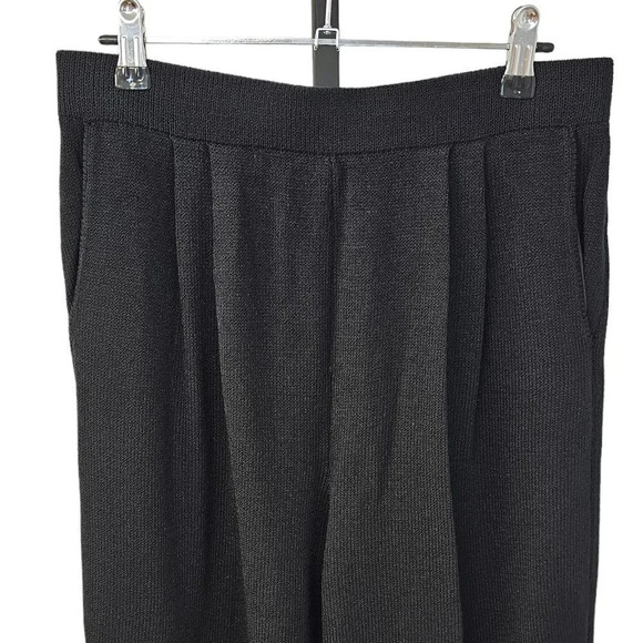 St. John Basics Santana Knit Pleated Straight High Rise Crop Pants Black Size 12 - Picture 6 of 12